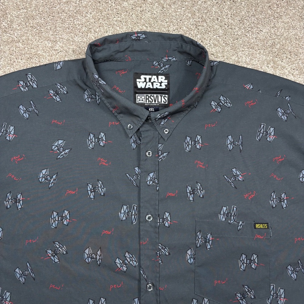 RSVLTS Star Wars TIE Fighter Pew Pew Kunuflex Short Sleeve Shirt Mens 4XL Gray